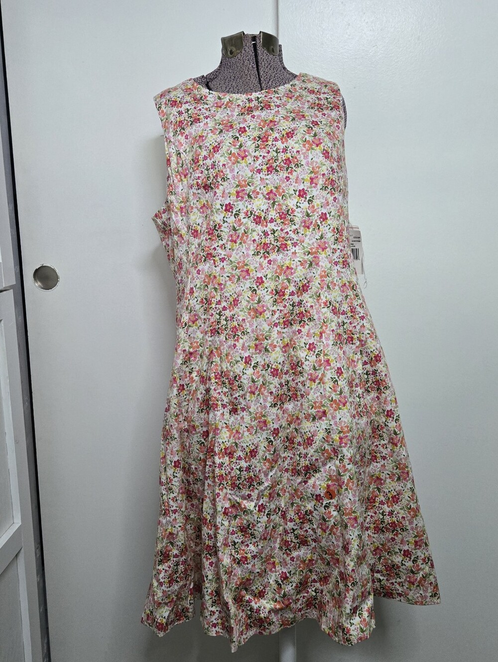 RN Studio Women's Floral Print Ivory & Pink Country Club Glam Sundress Size 16